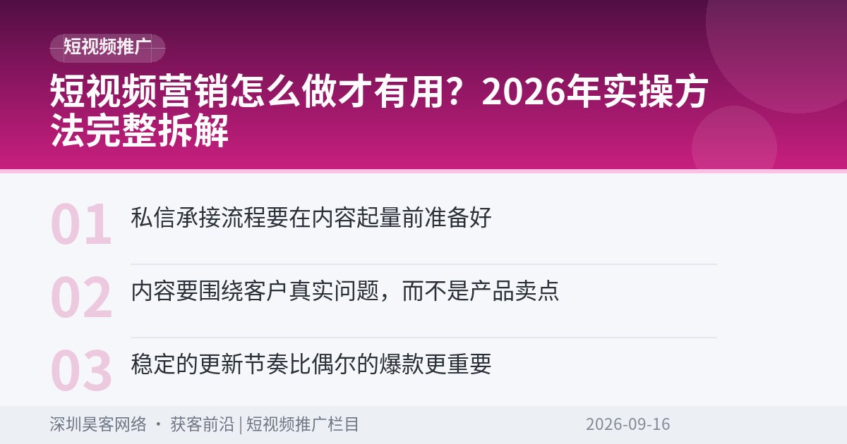 短视频营销怎么做才有用？2026年实操方法完整拆解
