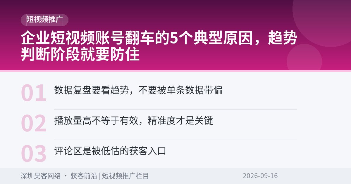 企业短视频账号翻车的5个典型原因，趋势判断阶段就要防住
