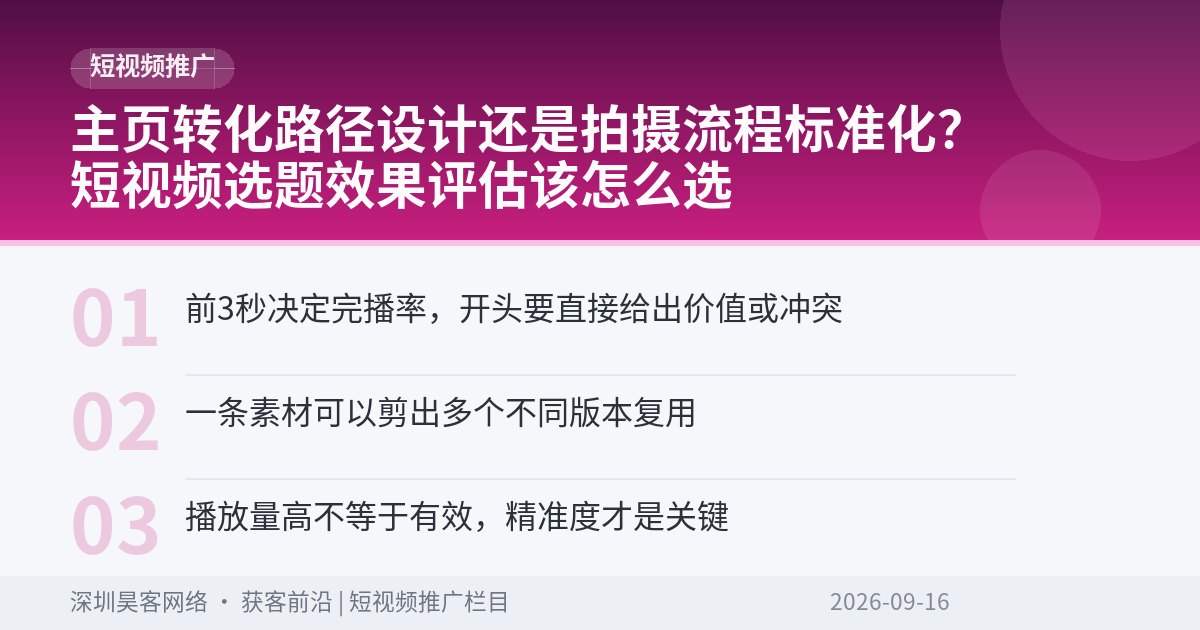 主页转化路径设计还是拍摄流程标准化?短视频选题效果评估该怎么选