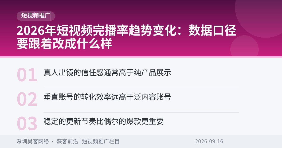 2026年短视频完播率趋势变化:数据口径要跟着改成什么样