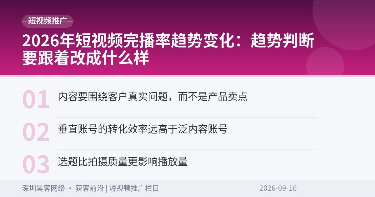 2026年短视频完播率趋势变化：趋势判断要跟着改成什么样