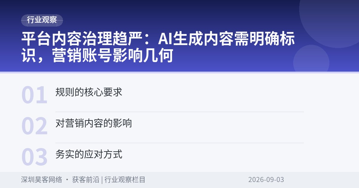 平台内容治理趋严：AI生成内容需明确标识，营销账号影响几何