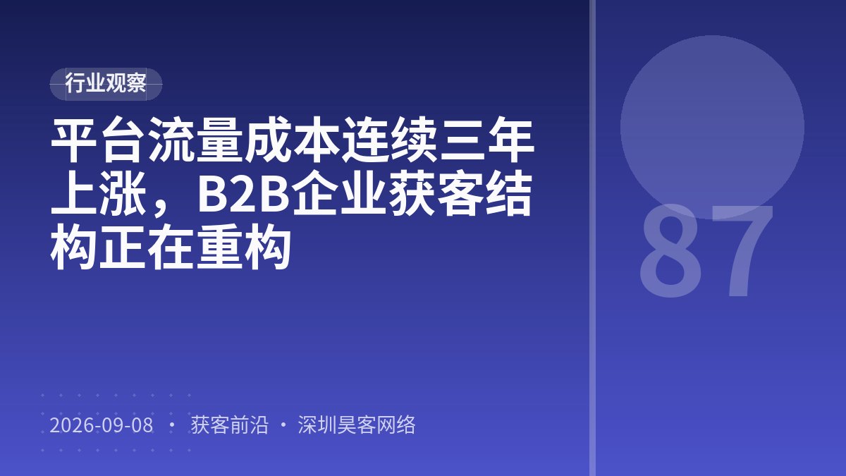 平台流量成本连续三年上涨，B2B企业获客结构正在重构