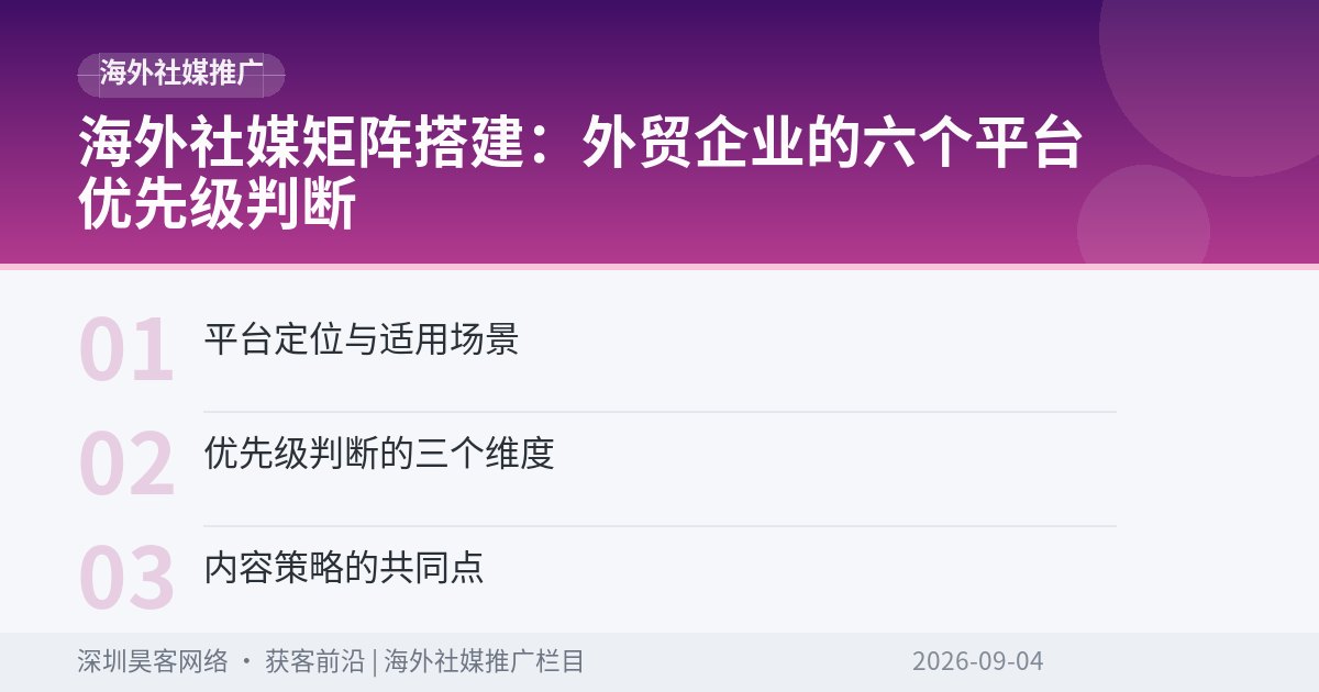 海外社媒矩阵搭建：外贸企业的六个平台优先级判断